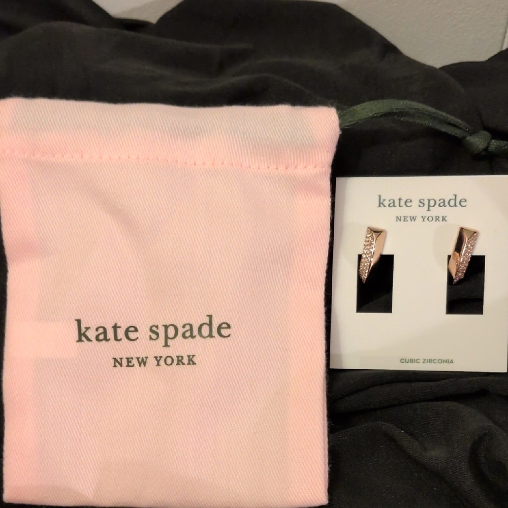 Kate Spade Rose Gold Cubic Zirconia Earringseith Dust Bag